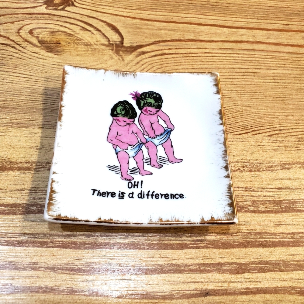 Vintage Japan Ceramic Plate with Humorous Design
